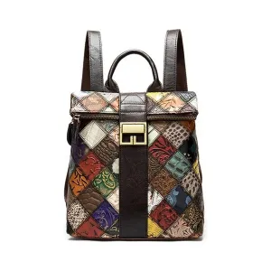 Floral Luxe Exotic Leather Patchwork Backpack