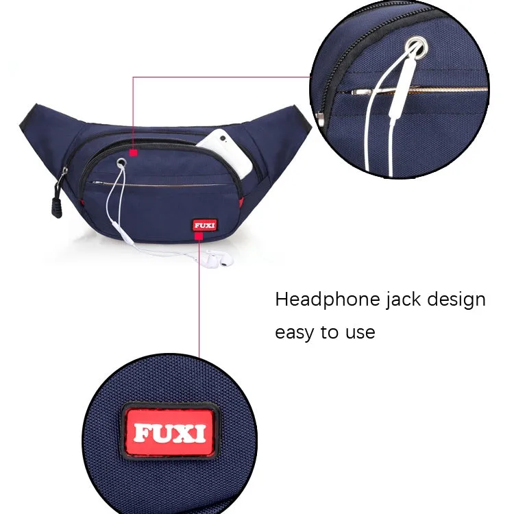 FUXI Pockets Casual Travel Cashier Messenger Chest Bag(Y002 Blue)