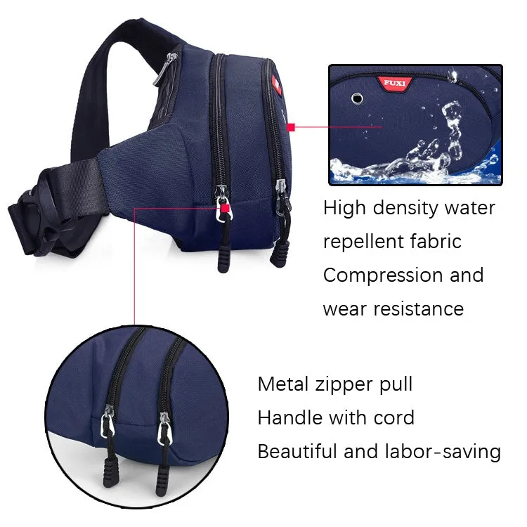 FUXI Pockets Casual Travel Cashier Messenger Chest Bag(Y002 Blue)