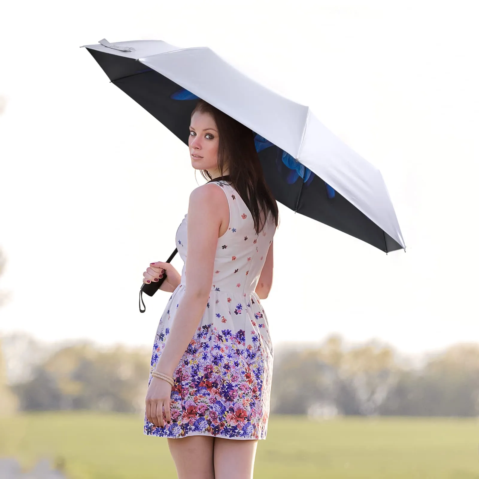 G4Free 46 Inch Auto Open UPF 50  UV Protection Large Travel Umbrella