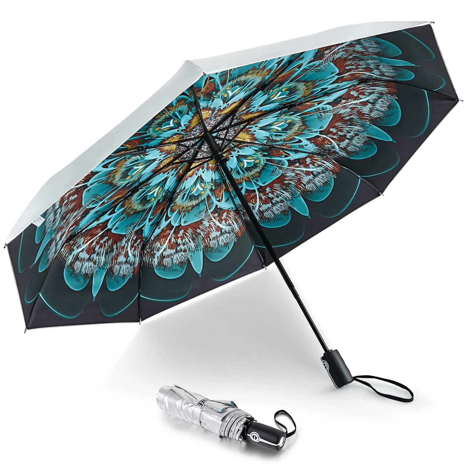 G4Free 46 Inch Auto Open UPF 50  UV Protection Large Travel Umbrella