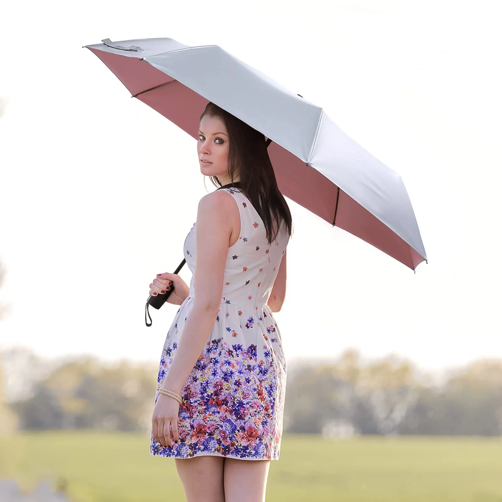 G4Free 46 Inch Auto Open UPF 50  UV Protection Large Travel Umbrella