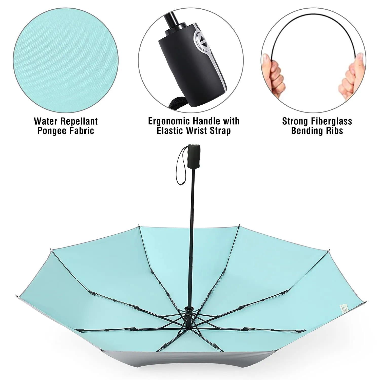 G4Free 46 Inch Auto Open UPF 50  UV Protection Large Travel Umbrella