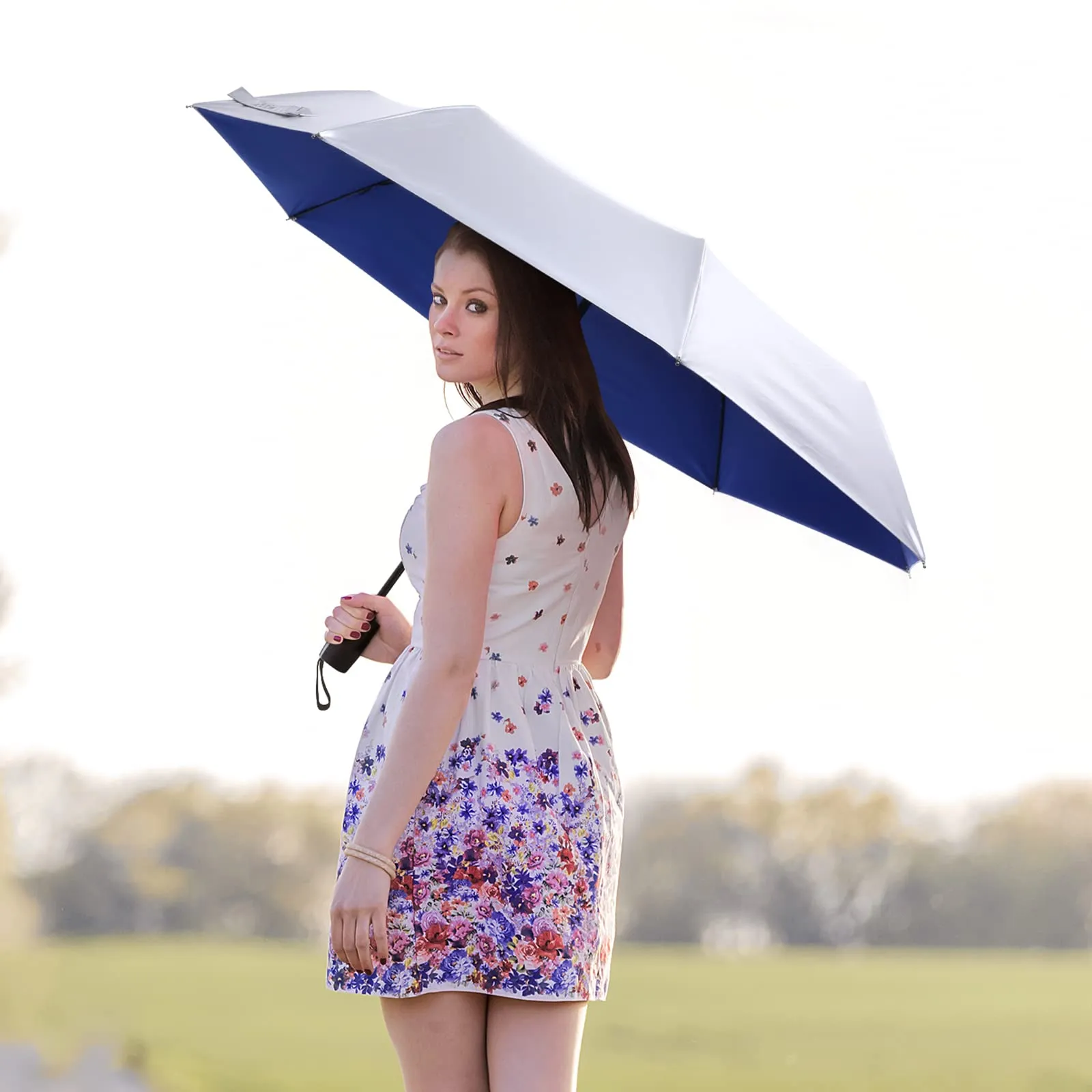 G4Free 46 Inch Auto Open UPF 50  UV Protection Large Travel Umbrella