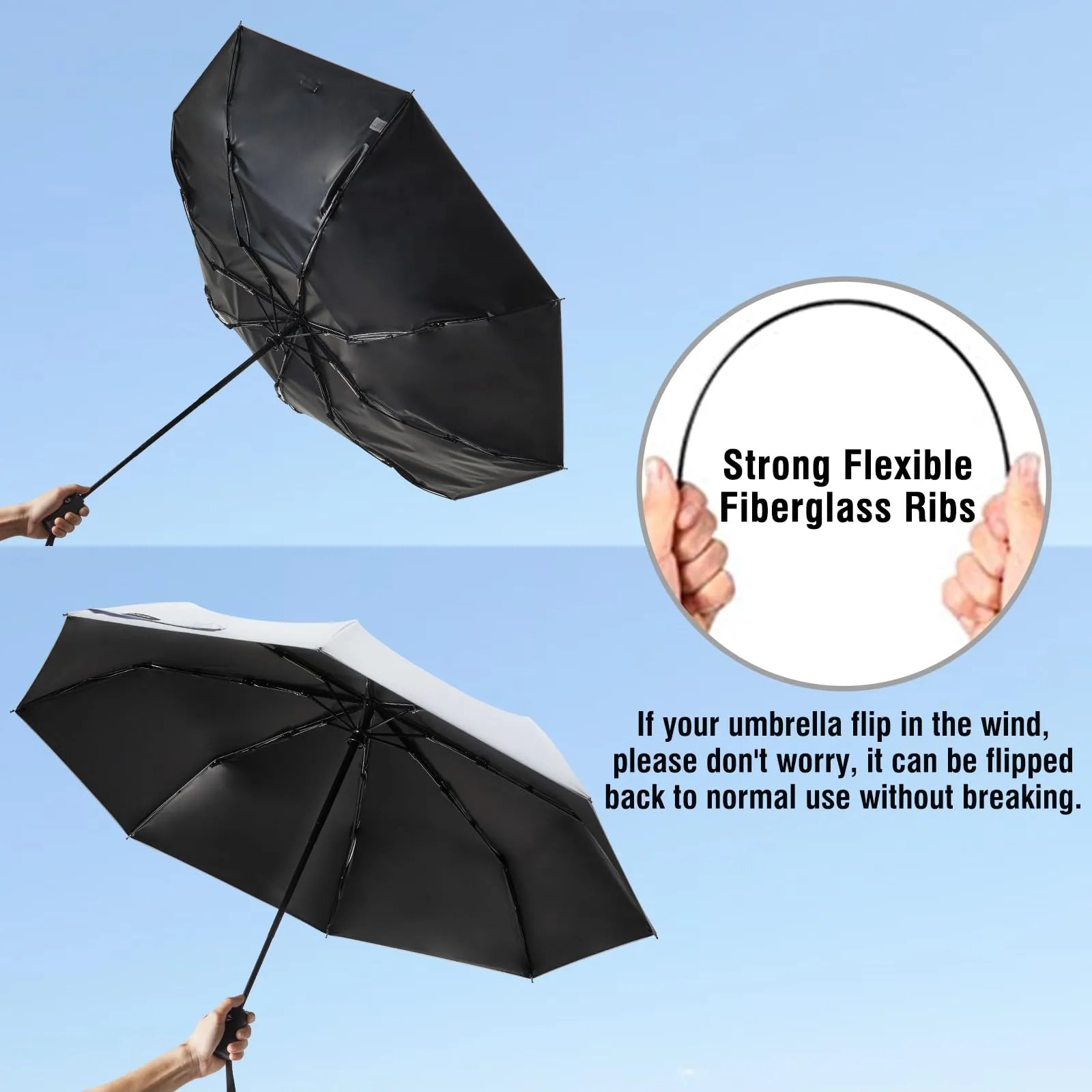 G4Free 46 Inch Auto Open UPF 50  UV Protection Large Travel Umbrella