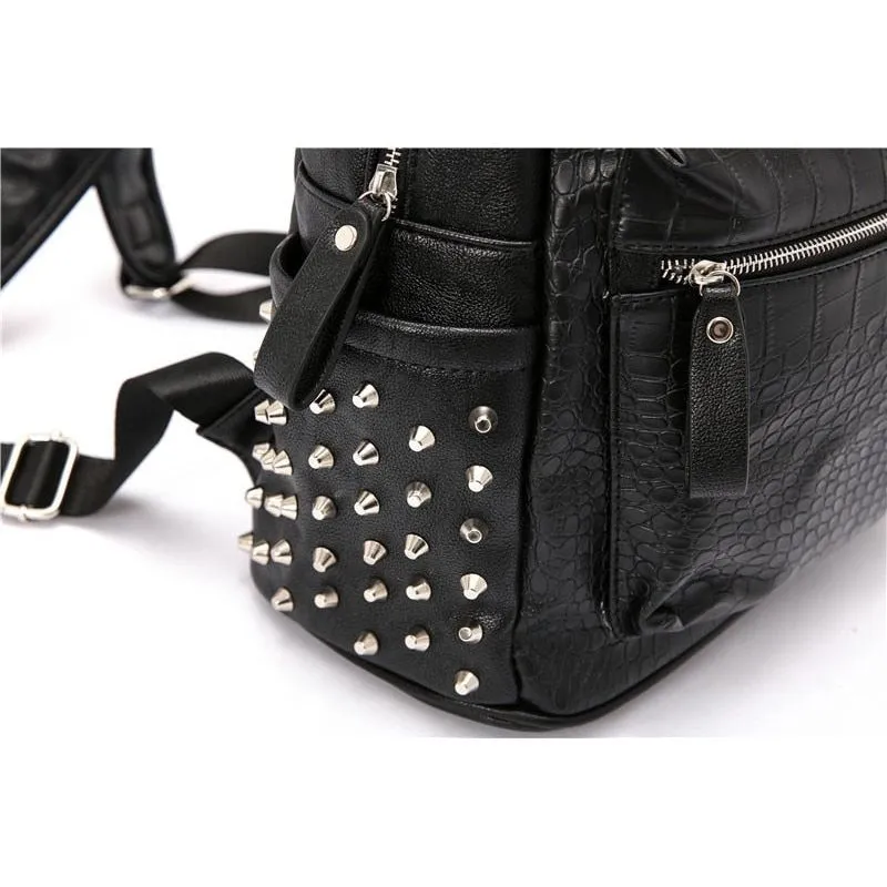 GatorLux Zipper Rivets Chic Handle Backpack