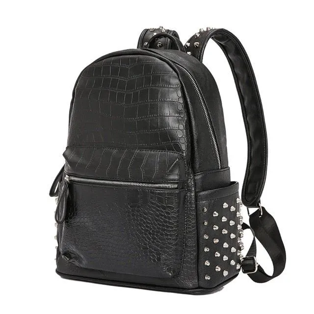 GatorLux Zipper Rivets Chic Handle Backpack