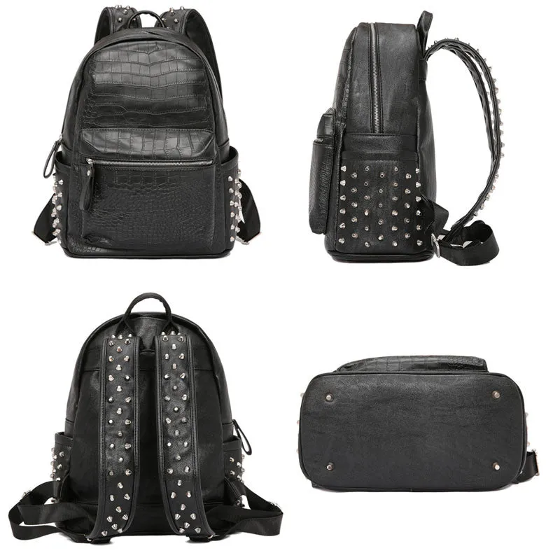 GatorLux Zipper Rivets Chic Handle Backpack