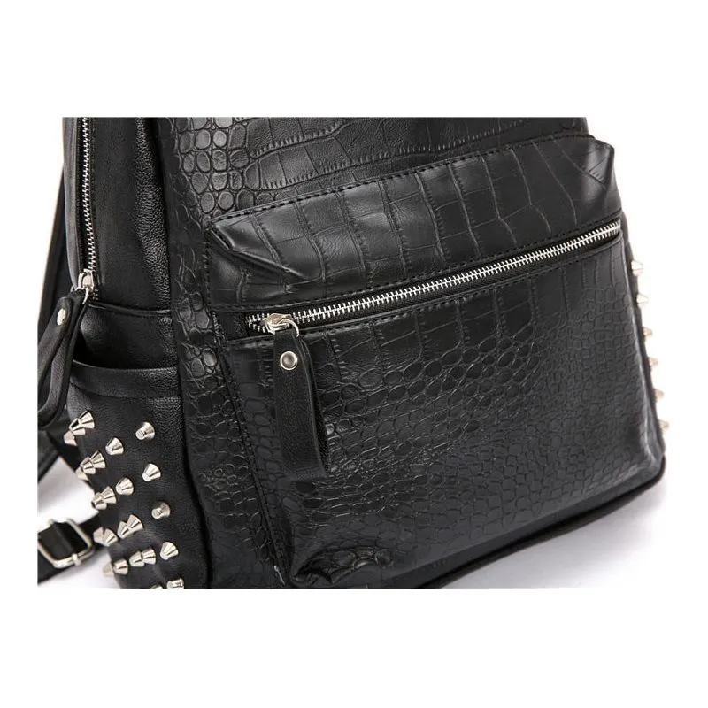 GatorLux Zipper Rivets Chic Handle Backpack