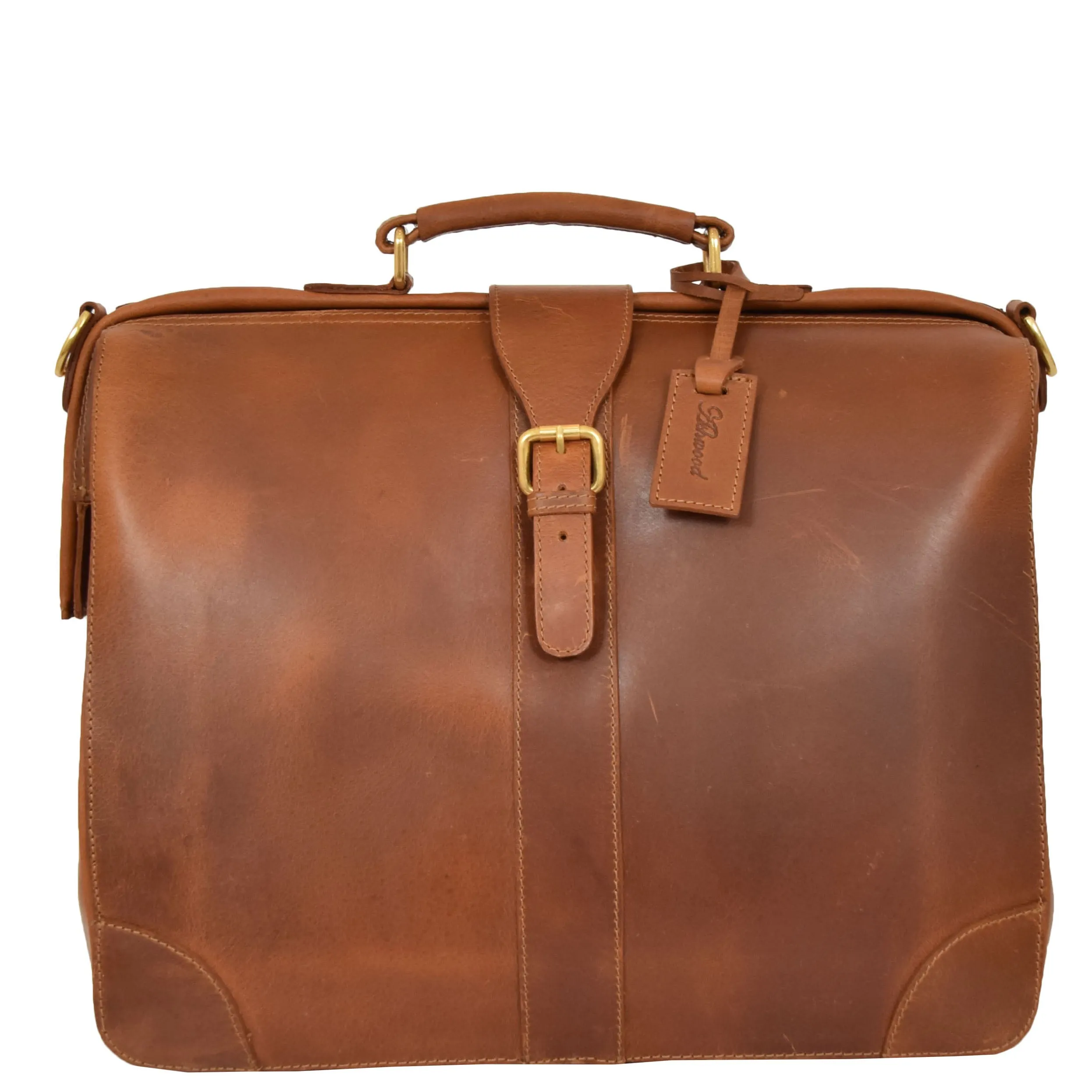 Genuine Leather Doctors Briefcase Gladstone Bag Duke Tan