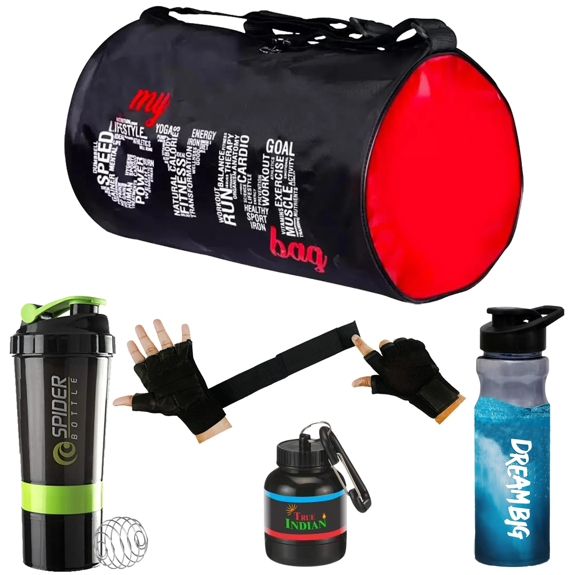 Gym Bag Combo for Men l Gym Bag with Shoe Compartment and, Shaker Bottle|Sipper Bottle| Gym Gloves l Whey Container|Gym kit for Men and Women l Gym Bag & Fitness Kit & My Gym Bag Combo (Green)