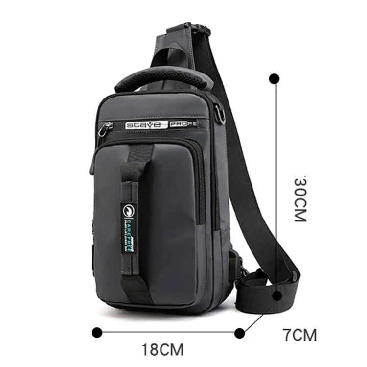 HaoShuai 1100-1 Men Chest Bag Multifunctional Single / Double Shoulder Backpack with External USB Charging Port(Gray)