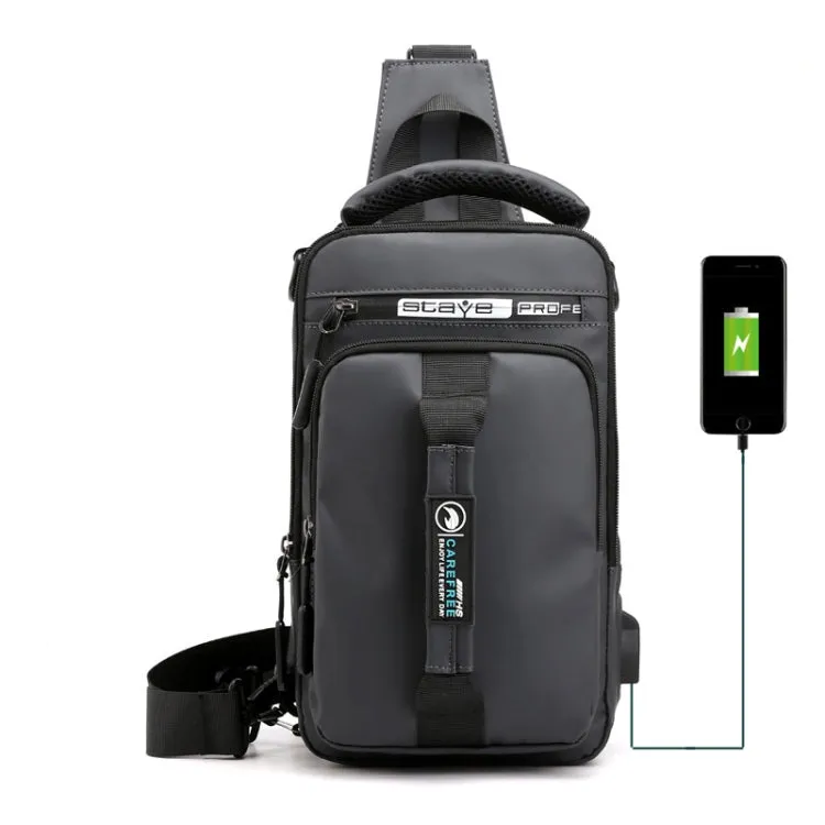 HaoShuai 1100-1 Men Chest Bag Multifunctional Single / Double Shoulder Backpack with External USB Charging Port(Gray)