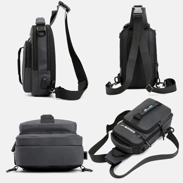 HaoShuai 1100-1 Men Chest Bag Multifunctional Single / Double Shoulder Backpack with External USB Charging Port(Gray)