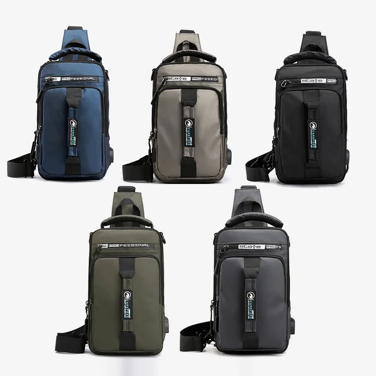 HaoShuai 1100-1 Men Chest Bag Multifunctional Single / Double Shoulder Backpack with External USB Charging Port(Gray)