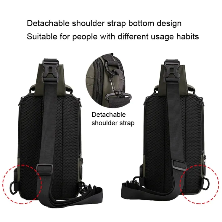 HAOSHUAI 1100-13 Men Multifunctional Chest Bag Casual Shoulder Messenger Bag(Black)