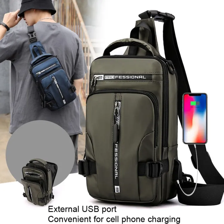 HAOSHUAI 1100-13 Men Multifunctional Chest Bag Casual Shoulder Messenger Bag(Black)