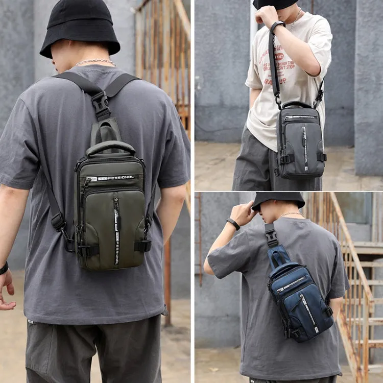 HAOSHUAI 1100-13 Men Multifunctional Chest Bag Casual Shoulder Messenger Bag(Black)