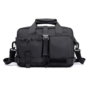 HAOSHUAI 822 Men Large Capacity Casual Shoulder Messenger Bag Handle Computer Bag(Black)