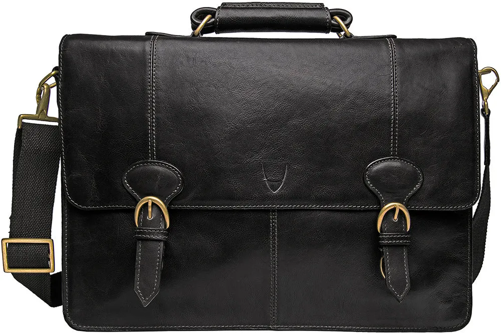 Hidesign Parker Leather Large Briefcase Black