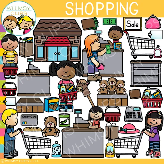 Kids Shopping Clip Art