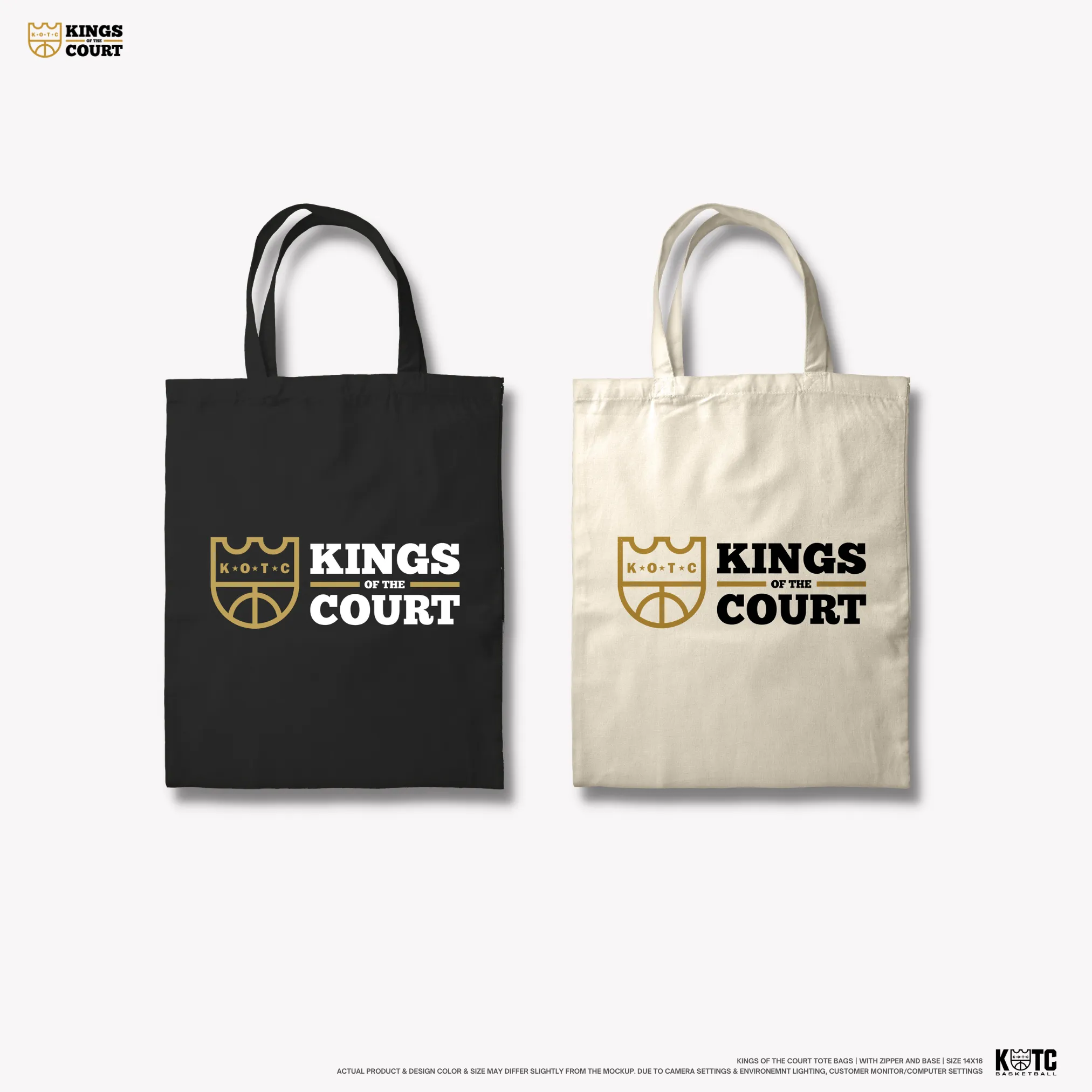 KOTC Tote Bag with Zipper 14x16 Inches Kings of the Court