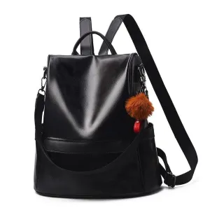 Large Capacity PU Women Leather Backpacks Retro