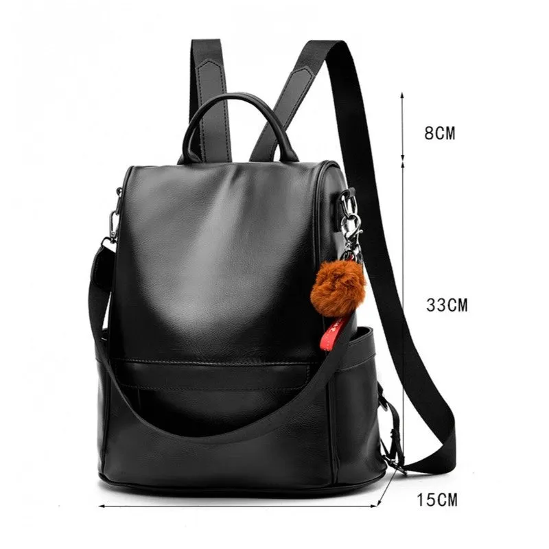 Large Capacity PU Women Leather Backpacks Retro