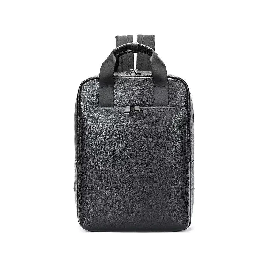 LeatherLux Cowhide Business Travel Laptop Backpack