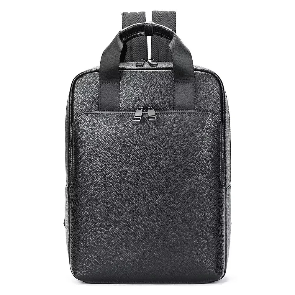 LeatherLux Cowhide Business Travel Laptop Backpack