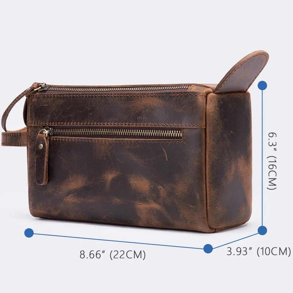 LeatherLux Zipper Closure Toiletry Fashion Messenger Bag