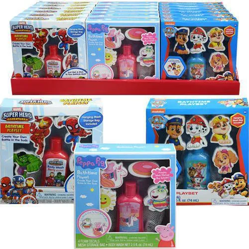 License Bath Time Play Set & Body Wash Of Peppa Pig, Paw Patrol And Super Hero Theme in Display-Buy One Of Your Choice