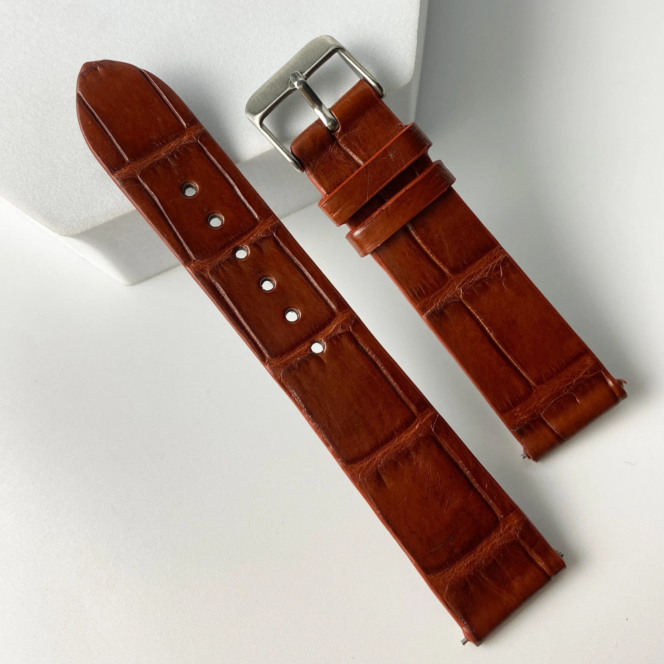 Light Brown Alligator Leather Watch Band For Men DH-13