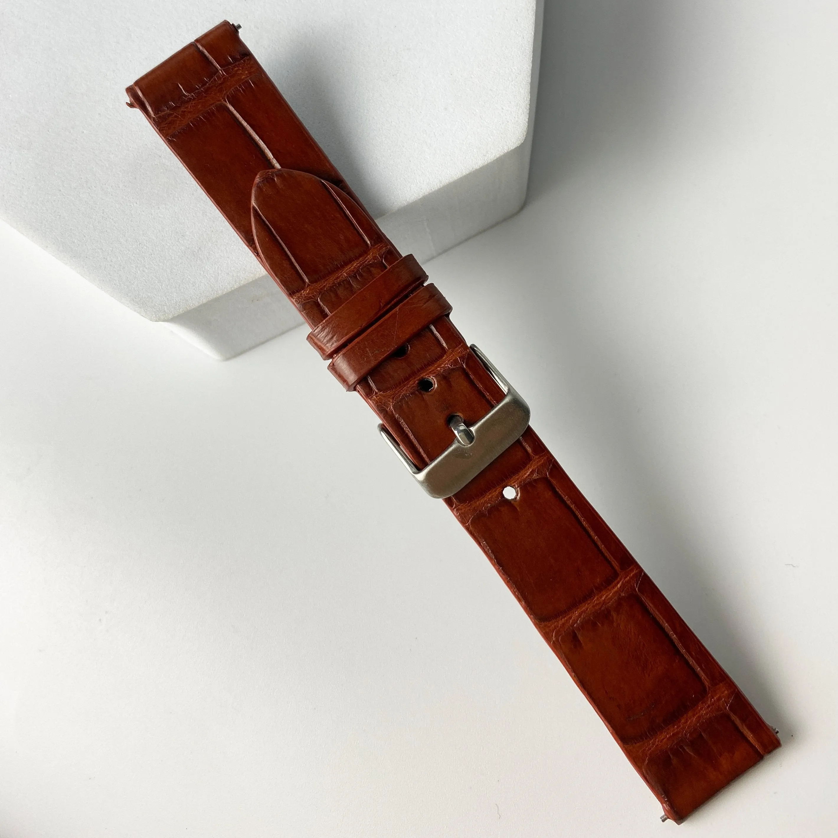 Light Brown Alligator Leather Watch Band For Men DH-13