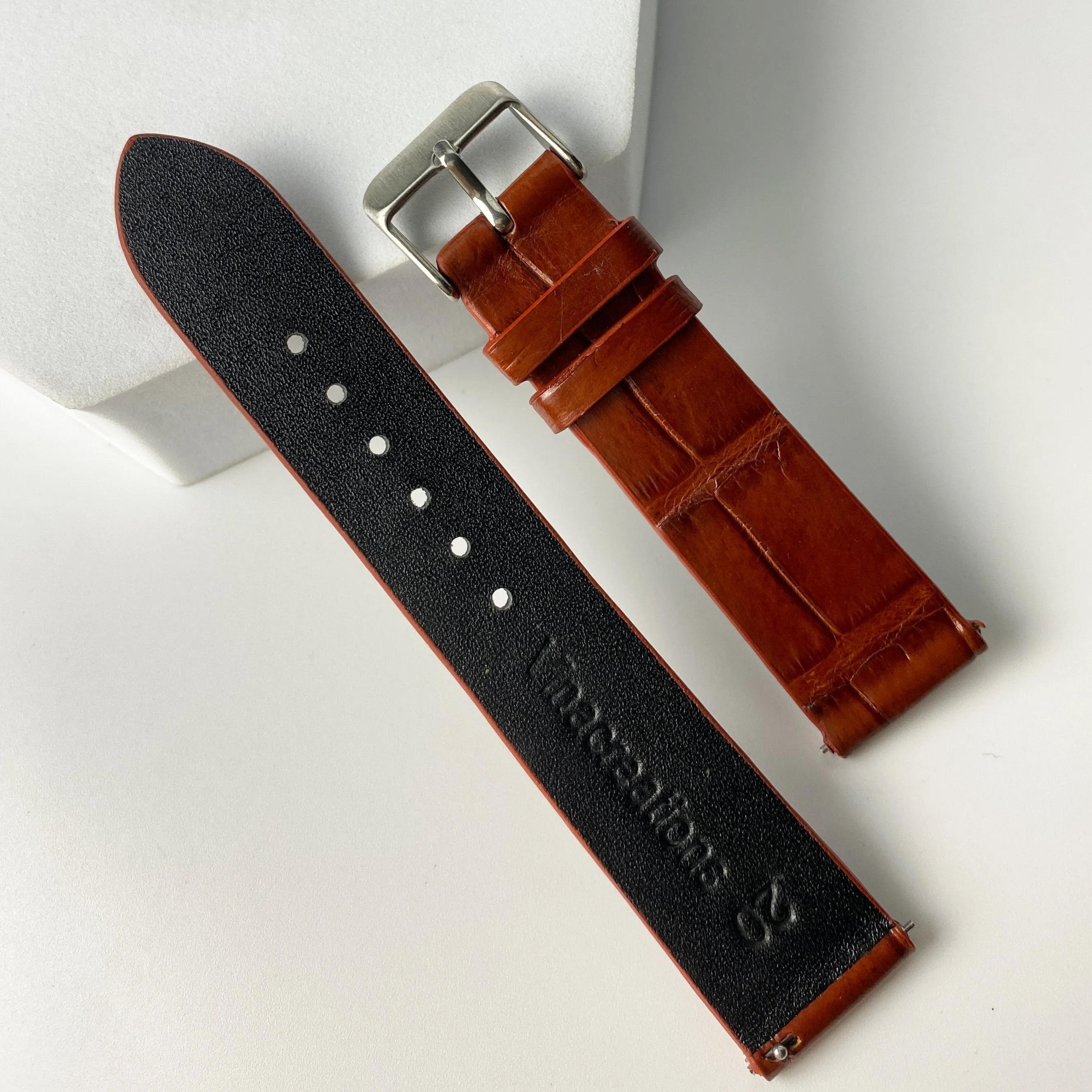 Light Brown Alligator Leather Watch Band For Men DH-13