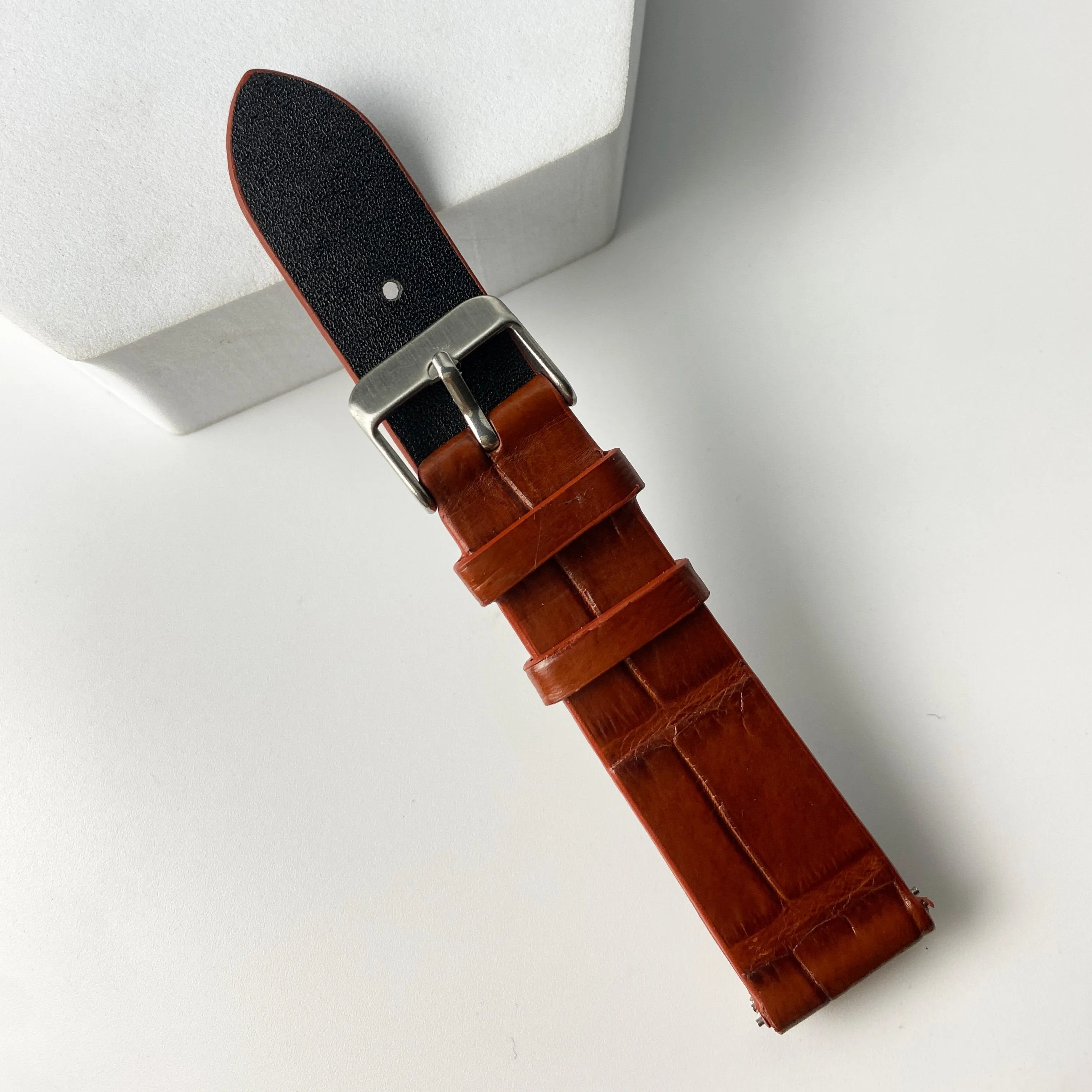 Light Brown Alligator Leather Watch Band For Men DH-13