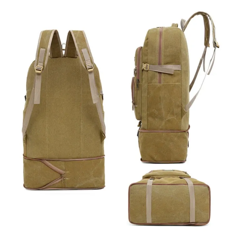 LIJIEBAO Outdoor Shoulder Bag Canvas Durable Travel Backpack Men Retro Casual Computer Bag(Khaki)