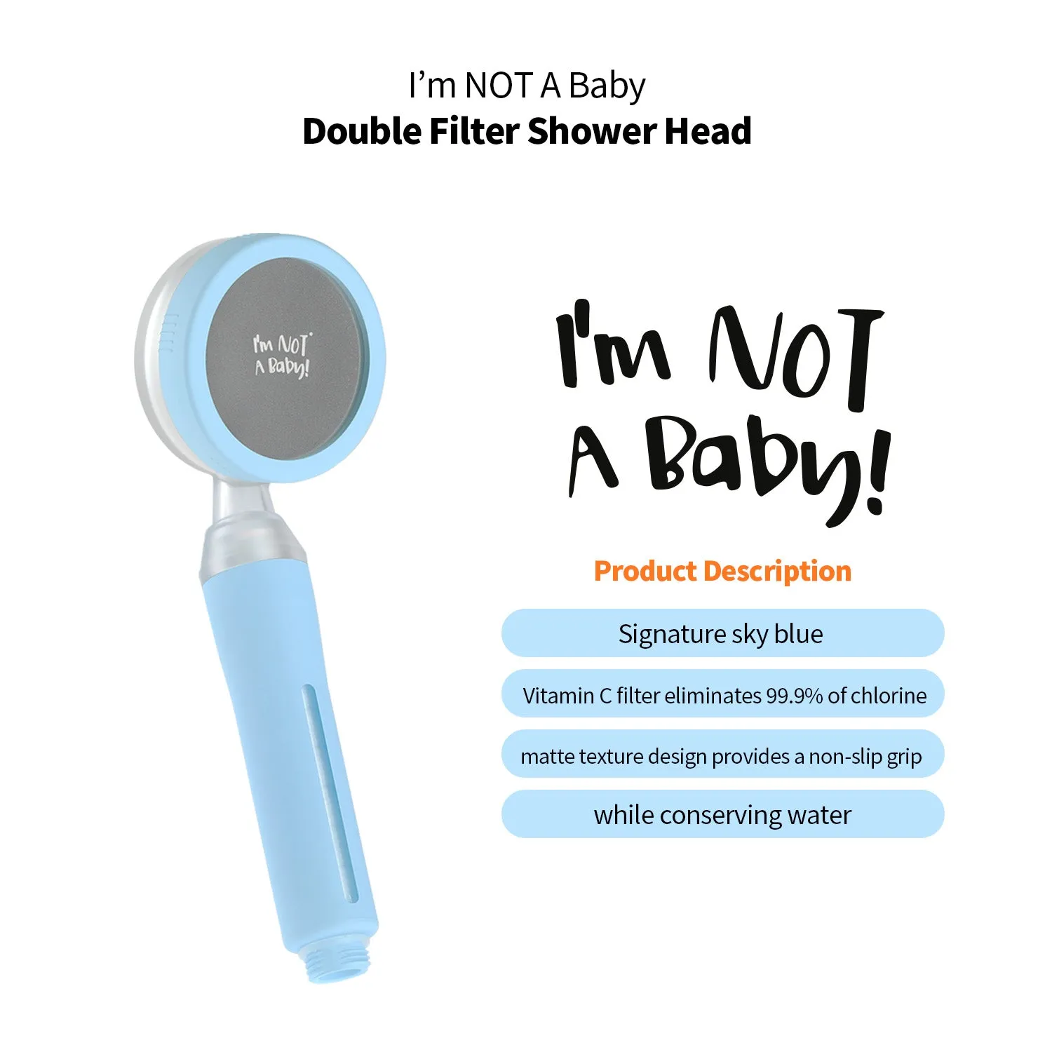 <I'm NOT Baby!> Kids Shower Gift Set 05 | Shower Head Filter, Shampoo, Hair Conditioner for Kids