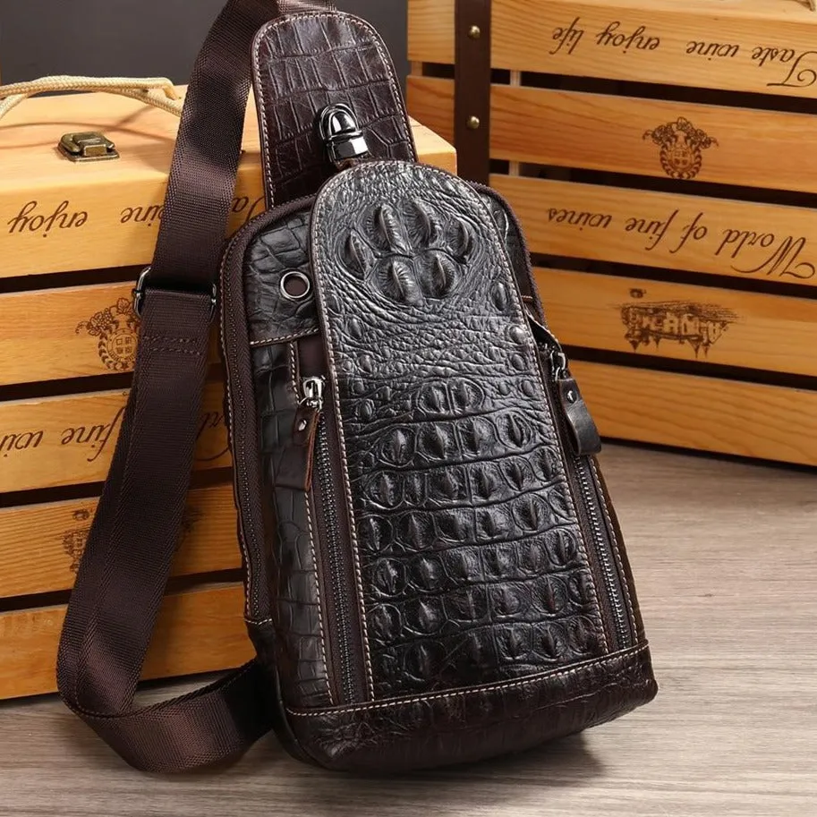 Luxury CrocLeather Crocodile Pattern Messenger Bag