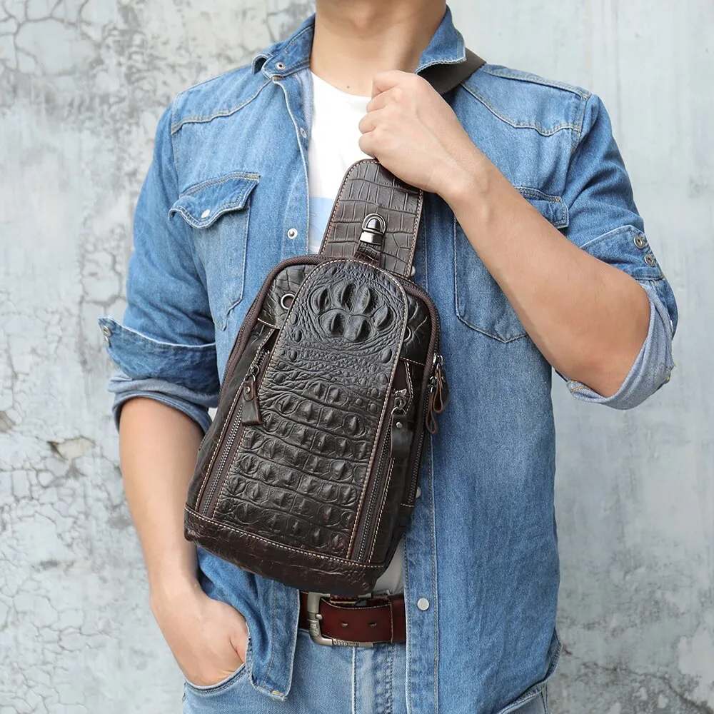 Luxury CrocLeather Crocodile Pattern Messenger Bag