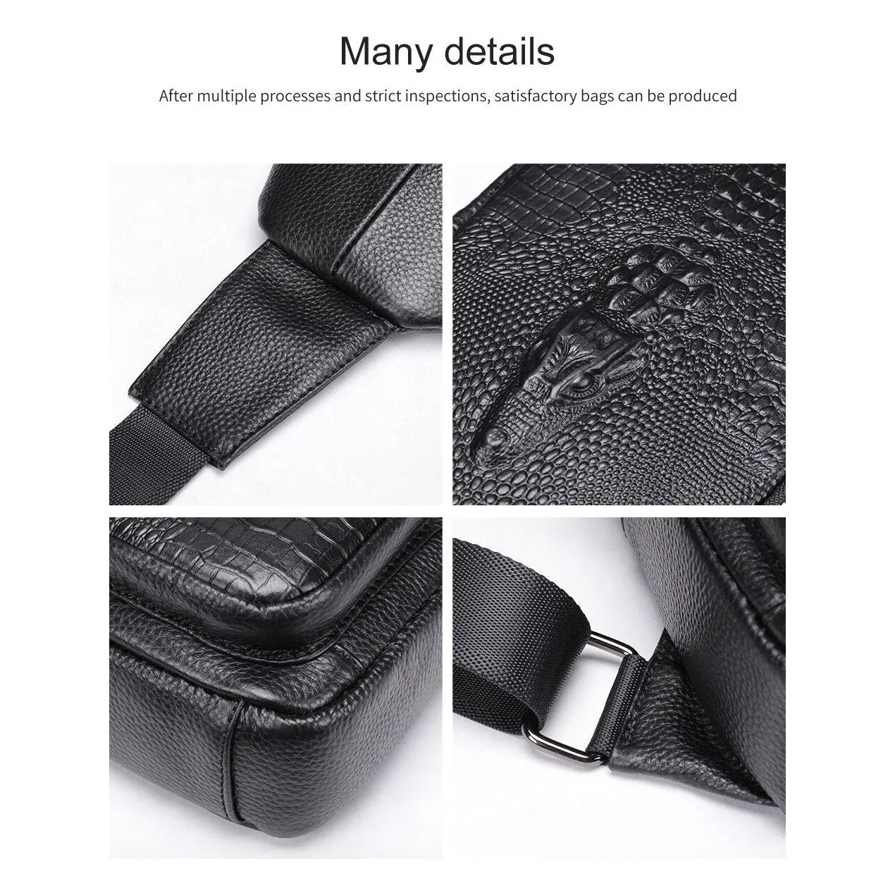 Luxury CrocPrint Leather Crossbody Messenger Bag