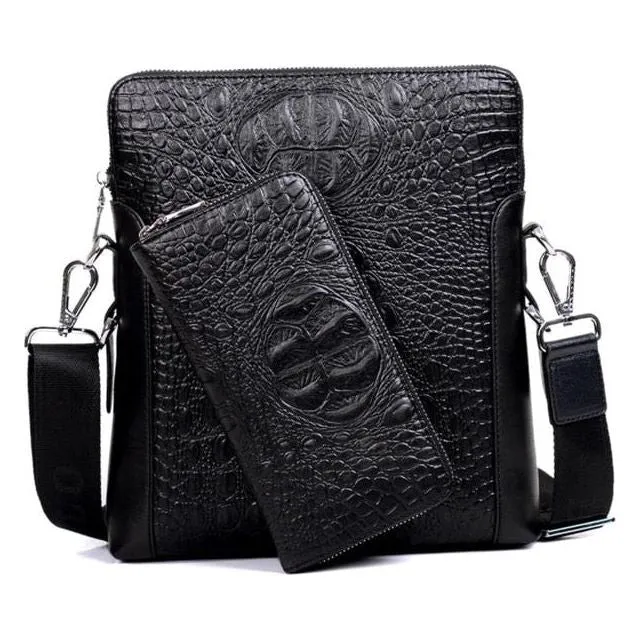 Luxury CrocStyle Business Shoulder Bag