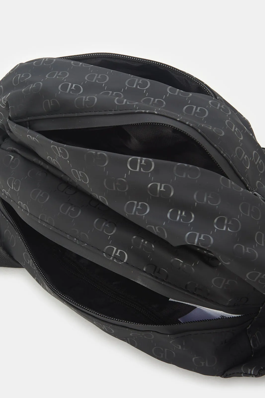 Men Black Printed Sling Bag