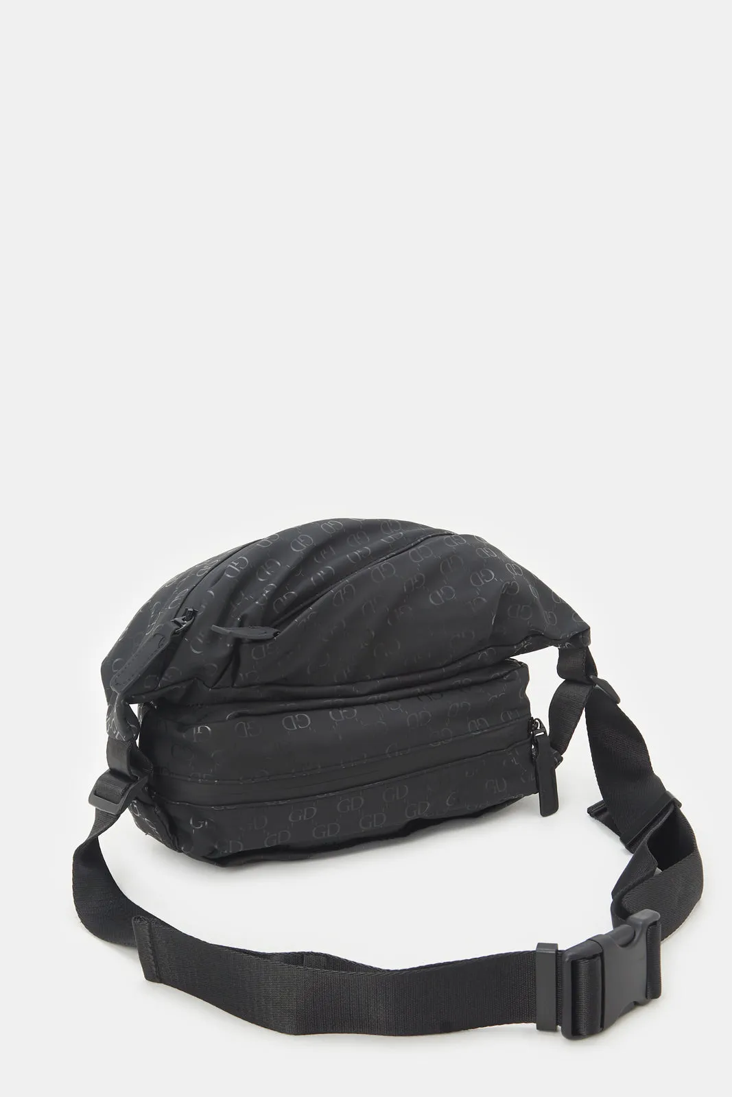 Men Black Printed Sling Bag