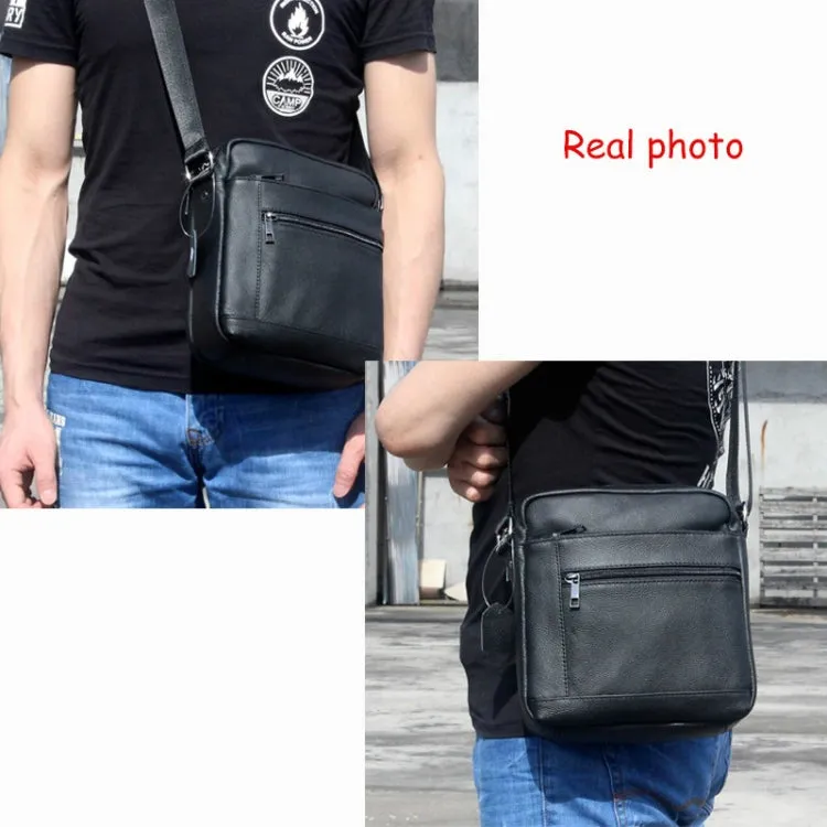 Men Cowhide Leather Crossbody Bags Vertical Shoulder Bag Business Bag(Coffee)