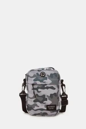 Men Grey Printed Crossbody Bag