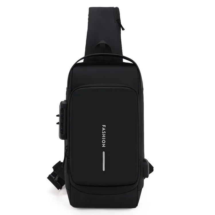 Men Multifunctional Waterproof Password Anti-theft Chest Bag(Black)