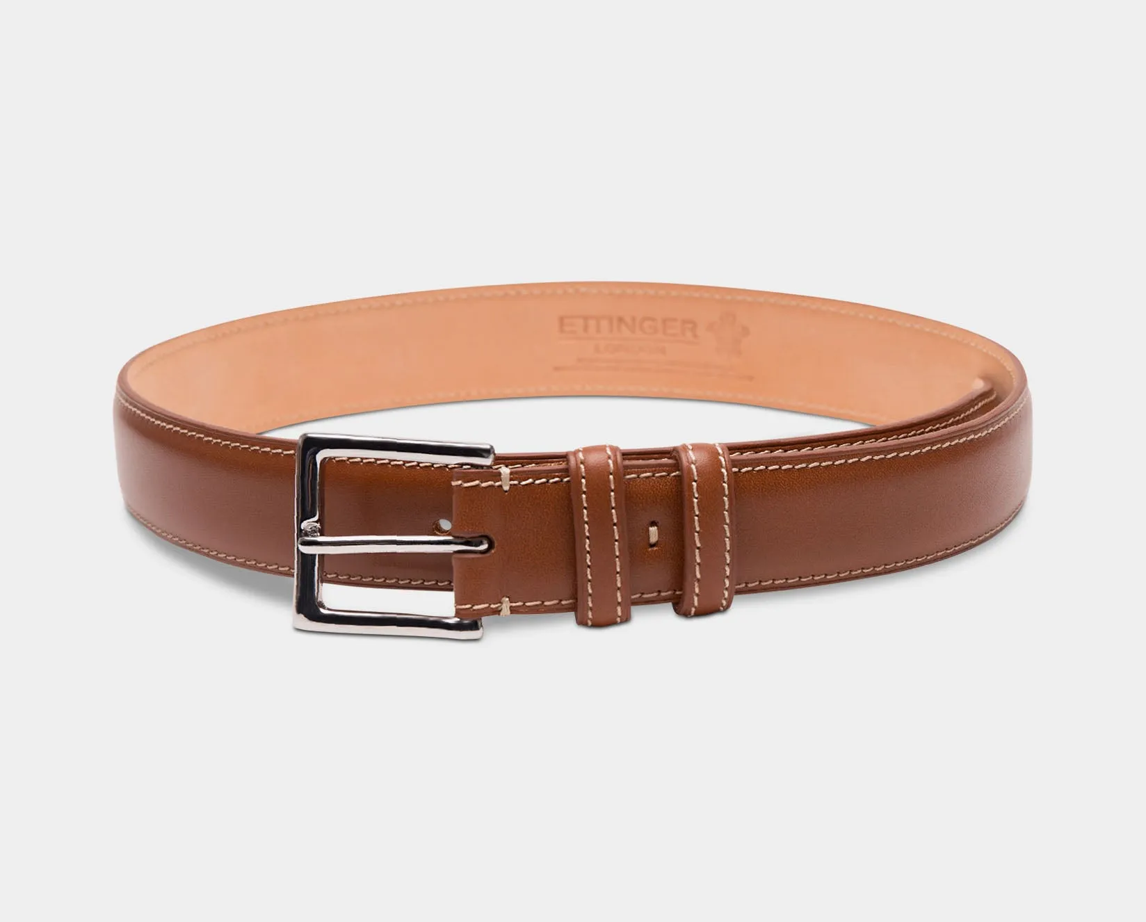 Men's 35mm Waxy Leather Belt - Dark Tan