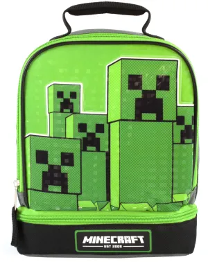 Minecraft Kids Lunchbox Creeper Zip Compartment Green Lunch bag