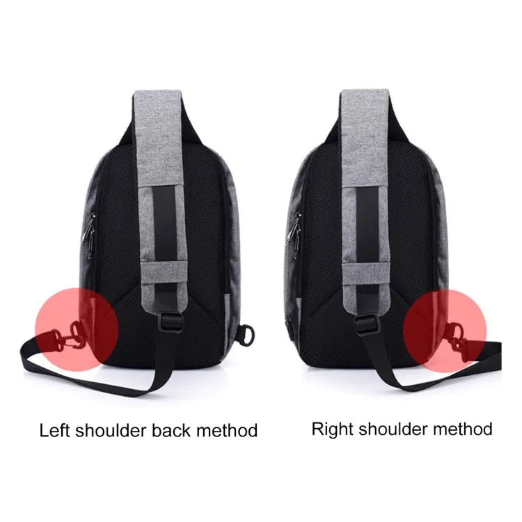 Multi-Function Portable Casual Chest Bag Outdoor Sports Anti-theft Shoulder Bag with External USB Charging Interface for Men / Women (Black)